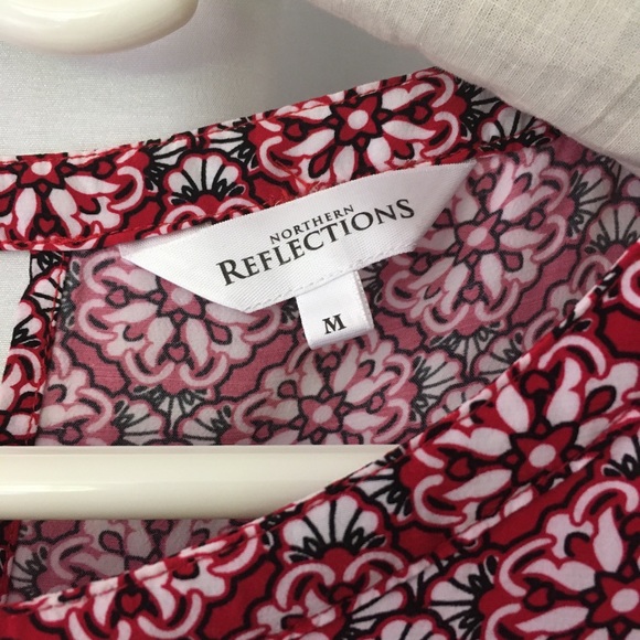 Northern Reflections Red Border Print Tunic Boho Size Medium - Picture 4 of 10